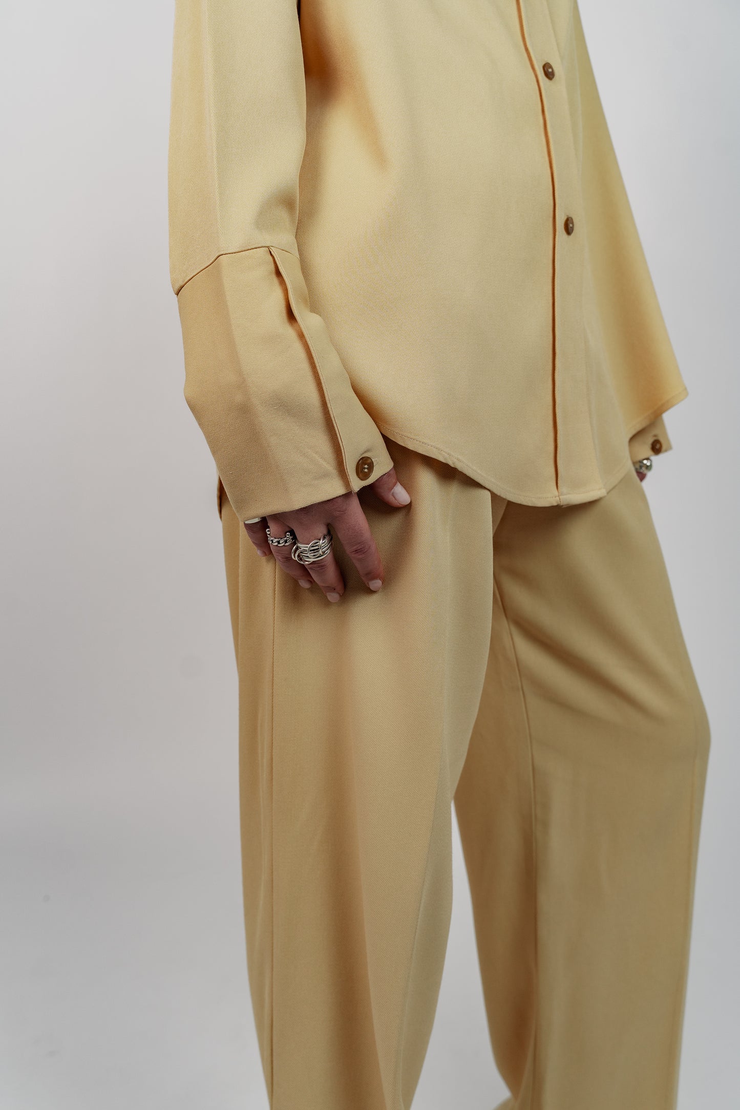 Chemise col haut en twill de laine