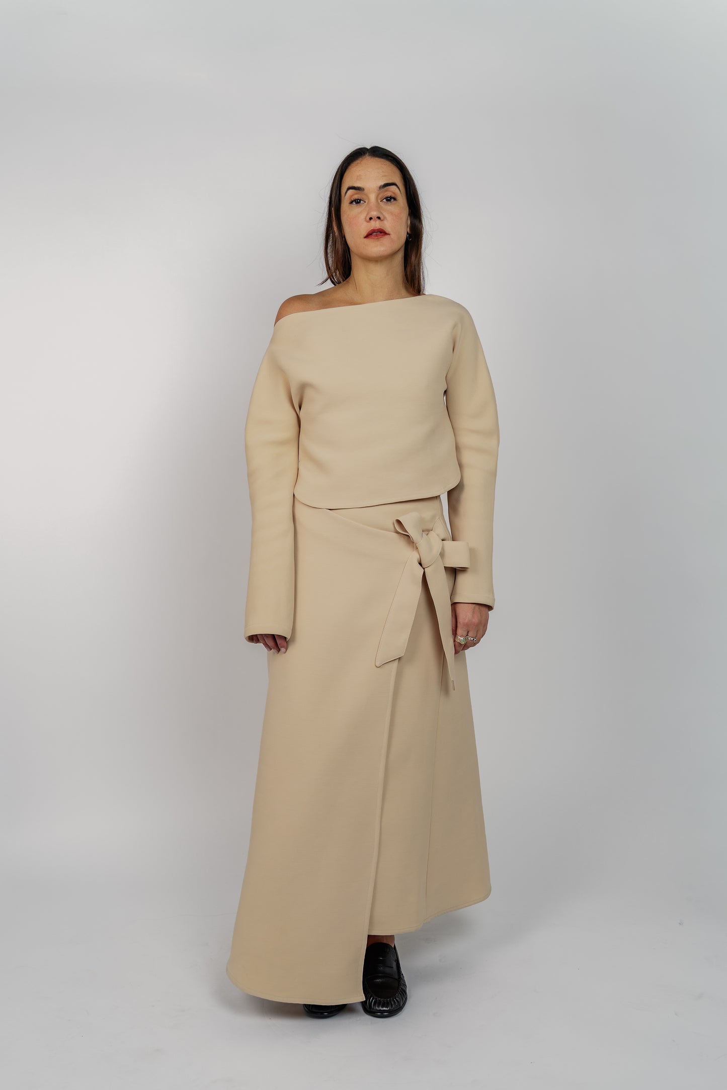 Top col bateau laine et soie