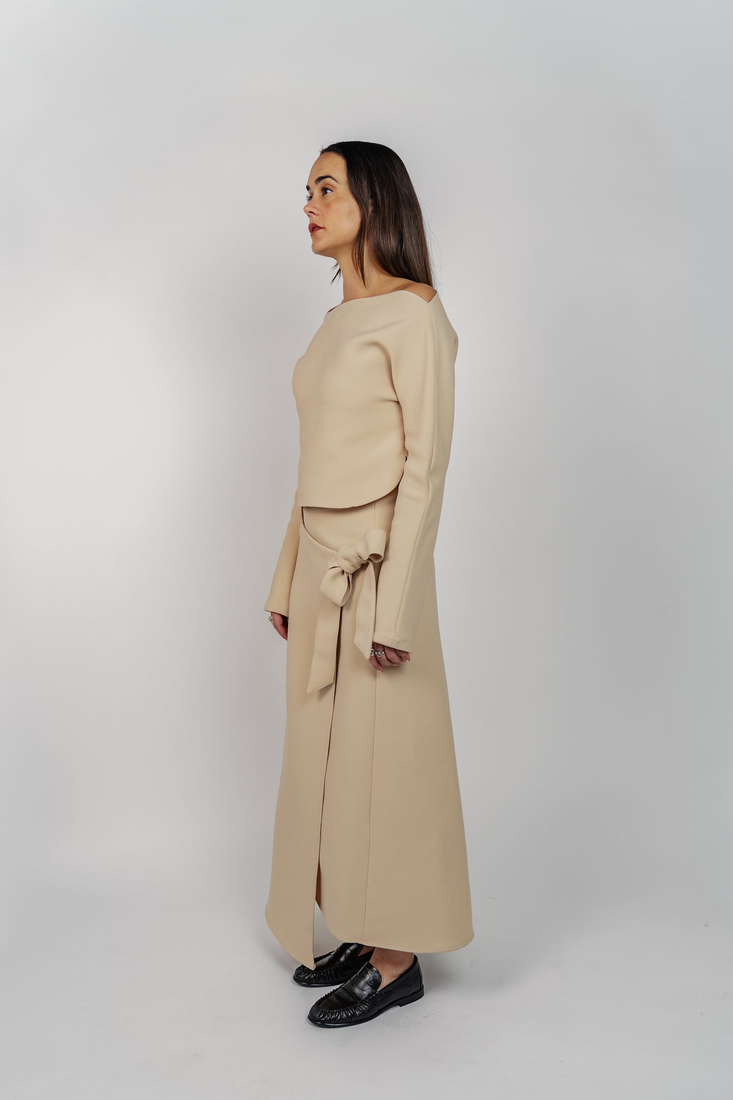 Top col bateau laine et soie