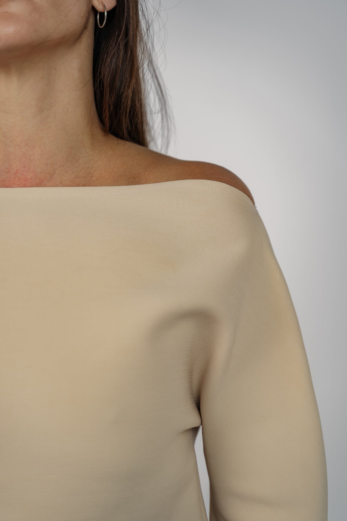 Top col bateau laine et soie