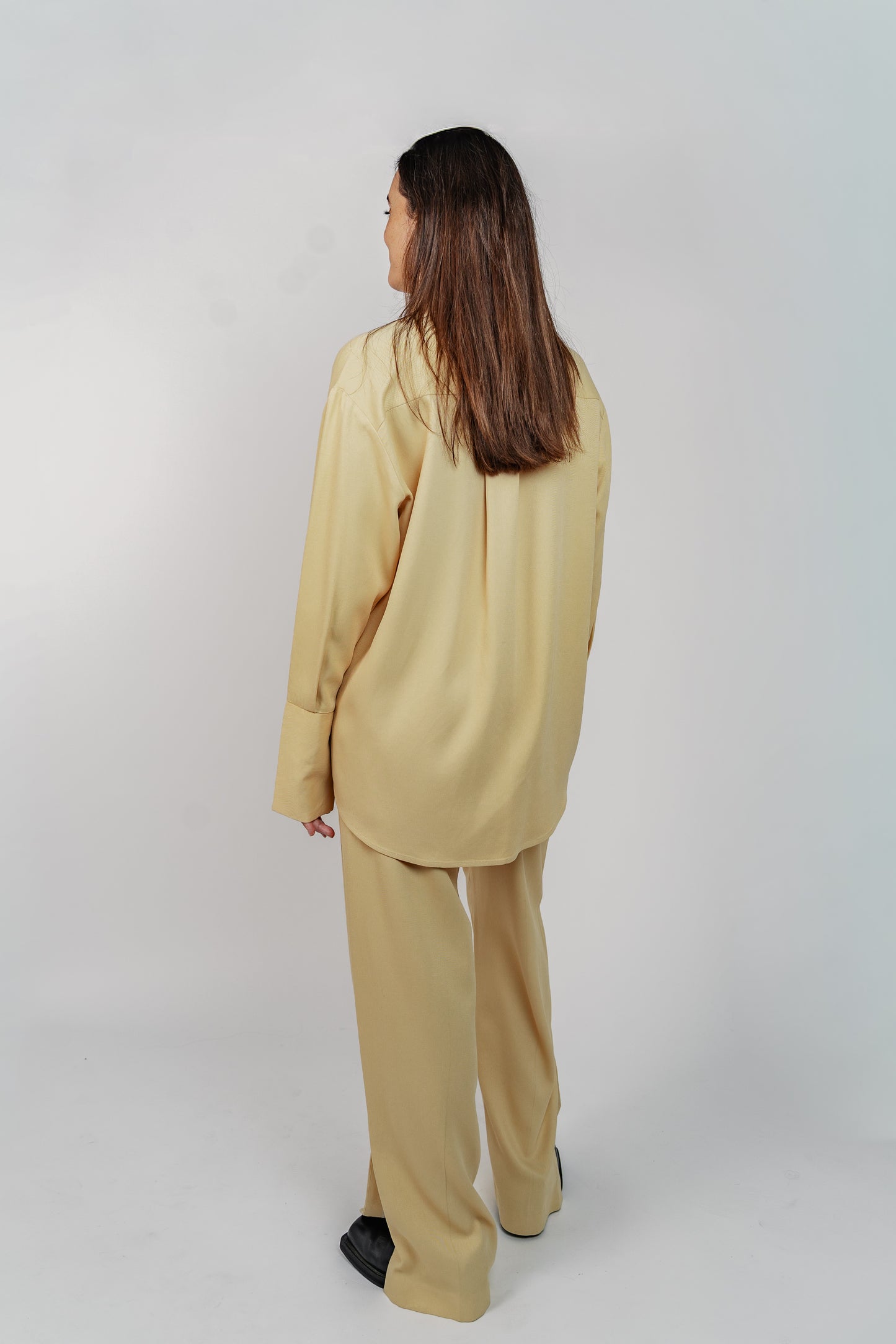 Chemise col haut en twill de laine